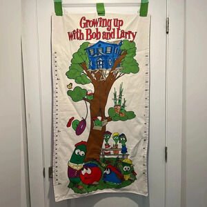VeggieTales Growing Up With Bob  & Larry Growth Chart Handmade Y2K Vintage